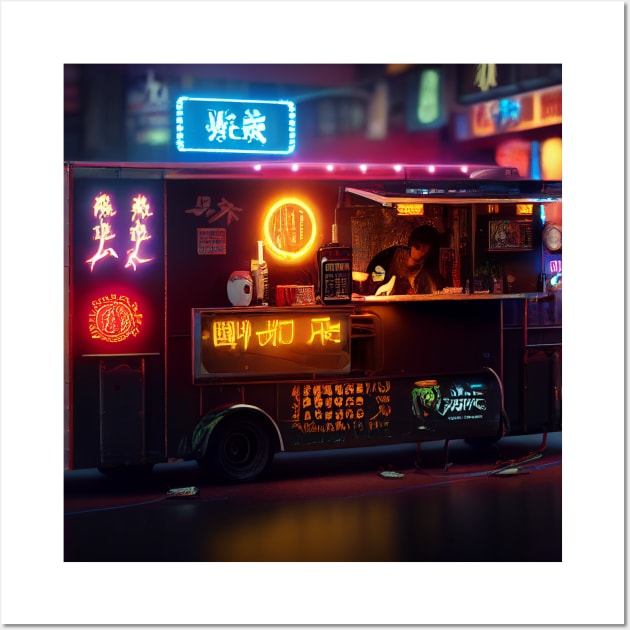 Cyberpunk Tokyo Ramen Food Truck Wall Art by Grassroots Green